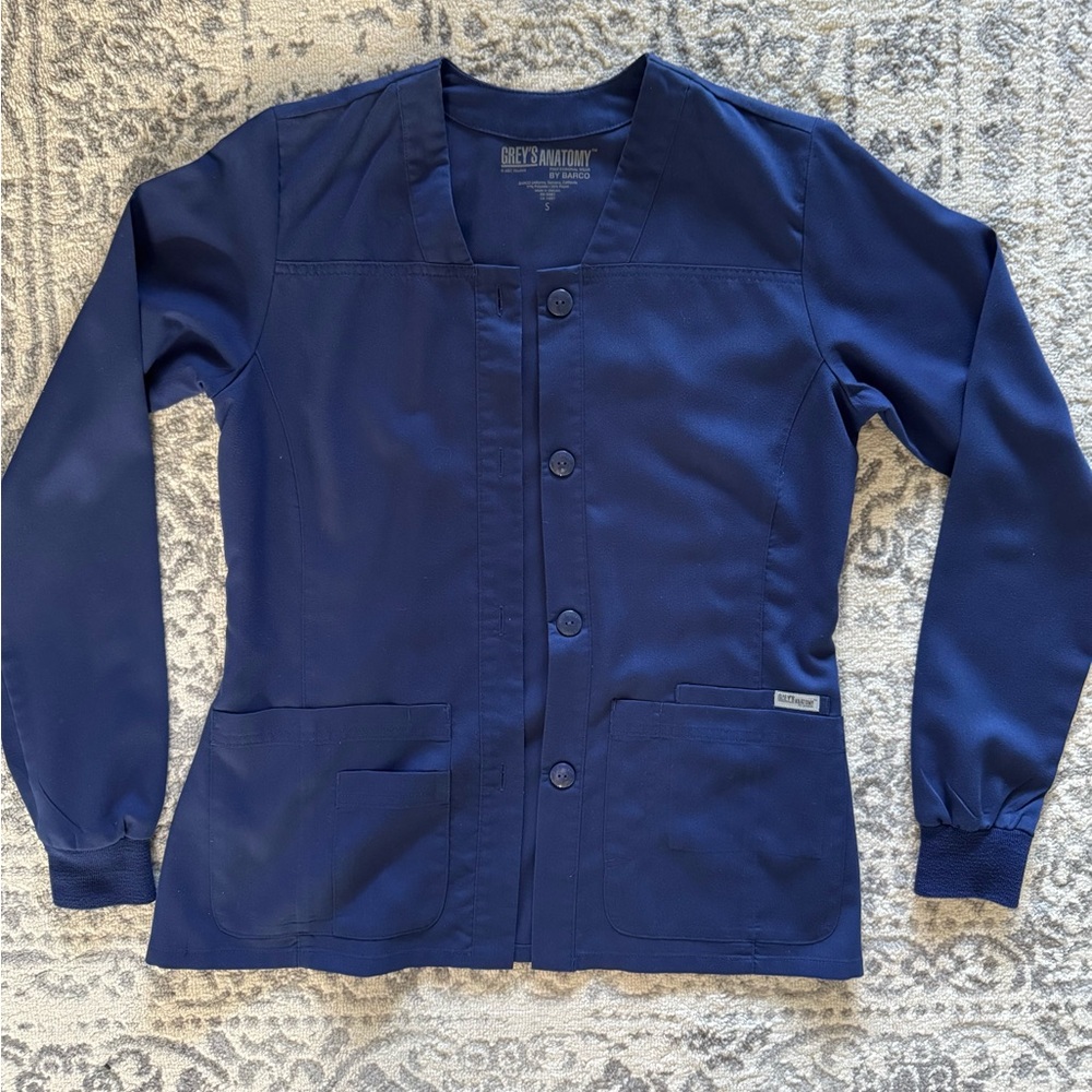 Grey's Anatomy By Barco Women's Scrub Jacket- NAVY Size SMALL